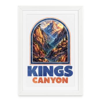Affiche du paysage de la montagne Kings Canyon - Affiche encadrée (27 × 37 cm) - blanc - Devant