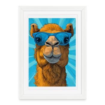 chameau - Affiche encadrée (27 × 37 cm) - blanc - Devant