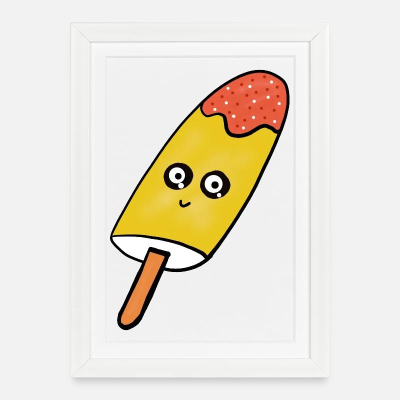 Kawaii  Eis Eiskrem Kinder lustig - Gerahmtes Poster (27 × 37 cm) - Weiß