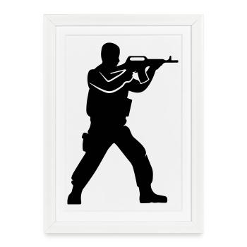 Soldier Silhouette - Framed poster (27 × 37 cm) - white - Front