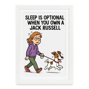 Tired Dog Owner & Jack Russell Comic - Framed poster (27 × 37 cm) - white - Front