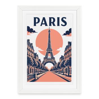Paris Eiffel Sunset - Framed poster (27 × 37 cm) - white - Front