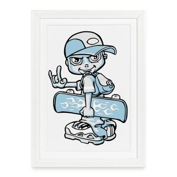 Skater boy flex - Framed poster (27 × 37 cm) - white - Front
