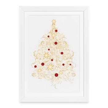 Arbre de Noël en or - Affiche encadrée (27 × 37 cm) - blanc - Devant