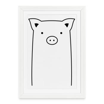 Porc truie porcelets idée cadeau - Affiche encadrée (27 × 37 cm) - blanc - Devant