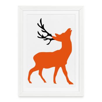 cerf - Affiche encadrée (27 × 37 cm) - blanc - Devant