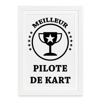 Karting / Kart / Pilote / Voiture - Affiche encadrée (27 × 37 cm) - blanc - Devant