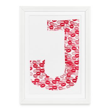 Lettre J - bisous shirt - Affiche encadrée (27 × 37 cm) - blanc - Devant