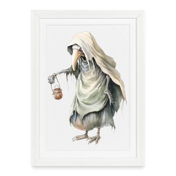 Créature mythique avec un t-shirt fantastique au masque mortuaire - Affiche encadrée (27 × 37 cm) - blanc - Devant