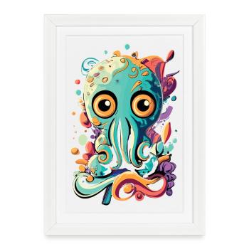 Octopus Squid - Bébé calmar Poulpe - Affiche encadrée (27 × 37 cm) - blanc - Devant
