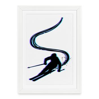 Plaisir sur les pistes Sports d’hiver Neige Skieurs d’hiver - Affiche encadrée (27 × 37 cm) - blanc - Devant
