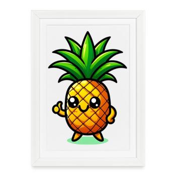 Ananas - Affiche encadrée (27 × 37 cm) - blanc - Devant