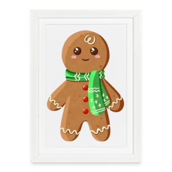 Mignon bonhomme en pain d’épice - Affiche encadrée (27 × 37 cm) - blanc - Devant