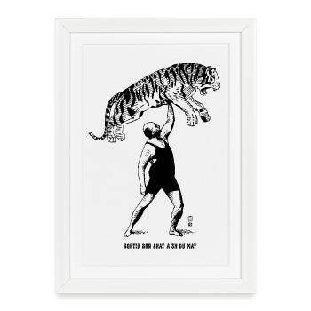 Sortir son chat à 3h du mat - Affiche encadrée (27 × 37 cm) - blanc - Devant