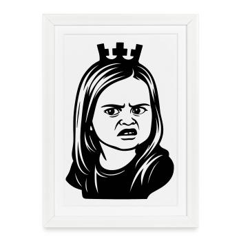 Skeptical meme girl with crown - Framed poster (27 × 37 cm) - white - Front
