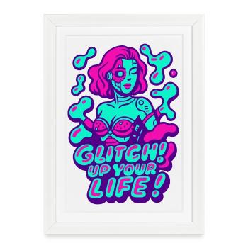 Glitch dans votre vie ! Femme Cyborg - Affiche encadrée (27 × 37 cm) - blanc - Devant