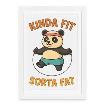 Kinda Fit Sorta Fat Drôle Gym Mignon Hippopotame Rétro - Affiche encadrée (27 × 37 cm) - blanc - Devant