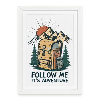 Aventure Sac à Dos Montagne - Affiche encadrée (27 × 37 cm) - blanc - Devant