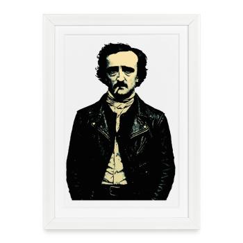 Edgar Allan Poe Noir Portrait rebelle - Affiche encadrée (27 × 37 cm) - blanc - Devant