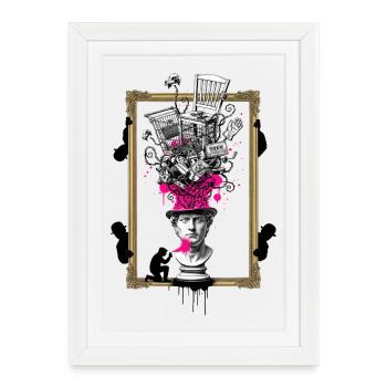 Portrait surréaliste du panier d’achat dans un cadre photo - Affiche encadrée (27 × 37 cm) - blanc - Devant