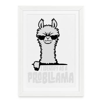 I Identify As A Probllama Cool Lama Problem Spruch - Framed poster (27 × 37 cm) - white - Front
