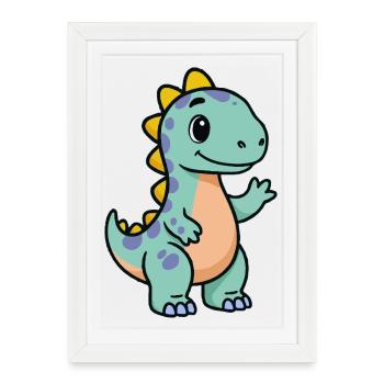 Câlin Little Dino - Affiche encadrée (27 × 37 cm) - blanc - Devant