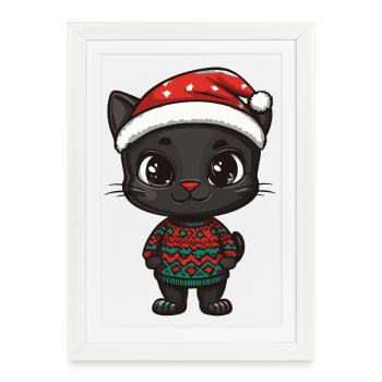 Noël des panthères - Affiche encadrée (27 × 37 cm) - blanc - Devant