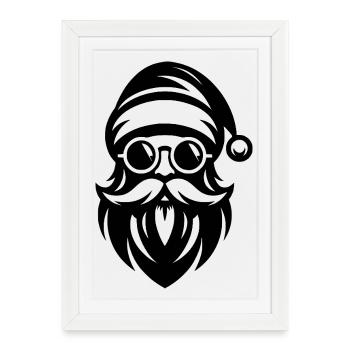 Ho Ho Hipster Père Noël Style de tatouage - Affiche encadrée (27 × 37 cm) - blanc - Devant