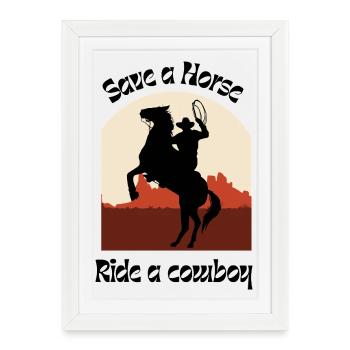 Saddle Heroes Western Silhouette - Framed poster (27 × 37 cm) - white - Front