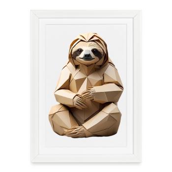 Polygon Sloth Snuggle Design - Framed poster (27 × 37 cm) - white - Front