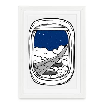 Night flight over cloud windows - Framed poster (27 × 37 cm) - white - Front