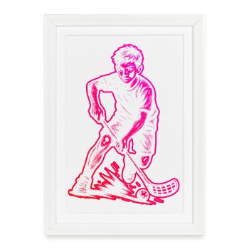 Thème puriste du floorball - Affiche encadrée (27 × 37 cm) - blanc - Devant