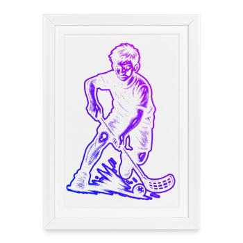 Thème puriste du floorball - Affiche encadrée (27 × 37 cm) - blanc - Devant