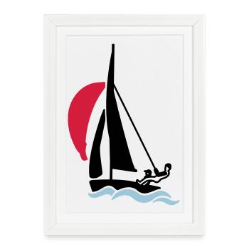 Youth sailing dinghy (420 470 505) sailboat - Framed poster (27 × 37 cm) - white - Front