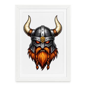 Casque de guerrier viking - Affiche encadrée (27 × 37 cm) - blanc - Devant