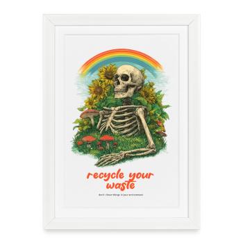 Recycle Your Garbage Garden Skeleton - Framed poster (27 × 37 cm) - white - Front
