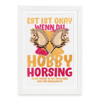Hobby Horsing Duo Pop Art - Framed poster (27 × 37 cm) - white - Front