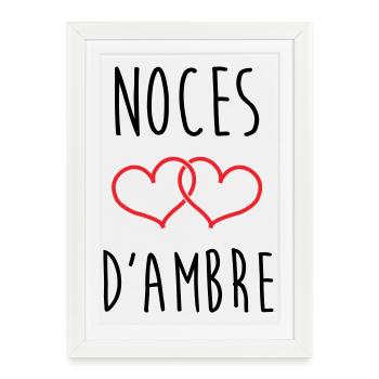noces d'ambre 34 ans de mariage - Affiche encadrée (27 × 37 cm) - blanc - Devant