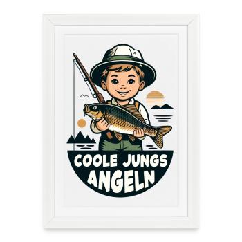 Cool Guys Fishing - Framed poster (27 × 37 cm) - white - Front