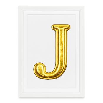 Lettre J d’Or - Affiche encadrée (27 × 37 cm) - blanc - Devant