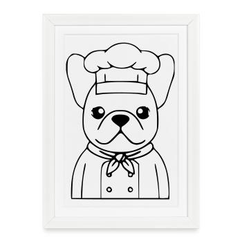 Frenchie Chef Baker Outline - Framed poster (27 × 37 cm) - white - Front
