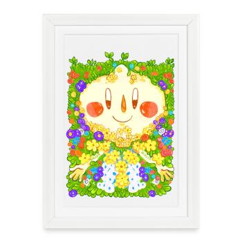 Parterre de fleurs - Affiche encadrée (27 × 37 cm) - blanc - Devant