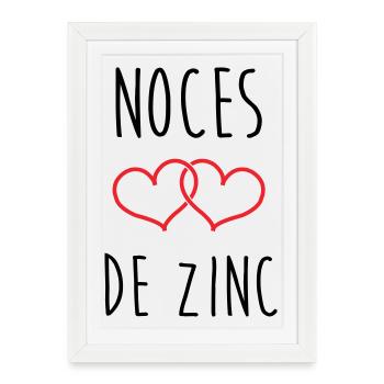 noces de Zinc 76 ans de mariage - Affiche encadrée (27 × 37 cm) - blanc - Devant