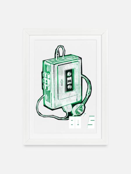 80er Jahre - Gerahmtes Poster (27 × 37 cm) - Weiß