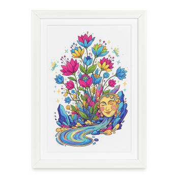 Fountain of Youth Spring River Dreamscape Happiness - Framed poster (27 × 37 cm) - white - Front