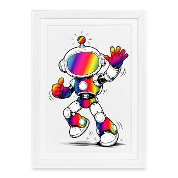 Rainbow Robot Futuristic Colorful Design - Framed poster (27 × 37 cm) - white - Front