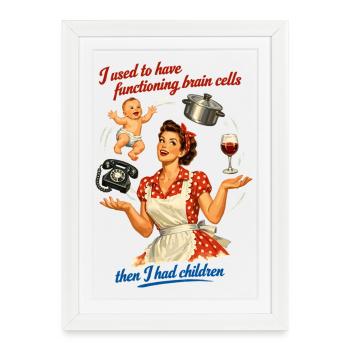 Retro Pin-Up Mom Humor – Multitasking Chaos - Framed poster (27 × 37 cm) - white - Front