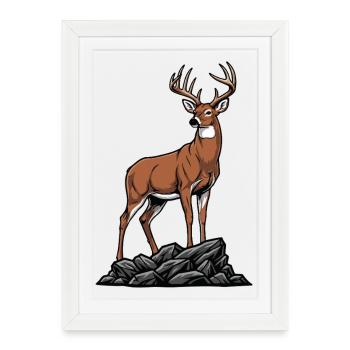 White-tailed Deer Majestic Wild Nature - Framed poster (27 × 37 cm) - white - Front