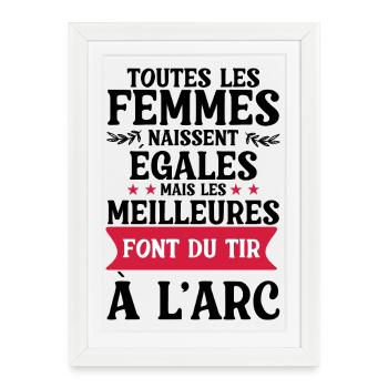 faire du tir à l arc / femme et tir à l'arc - Affiche encadrée (27 × 37 cm) - blanc - Devant