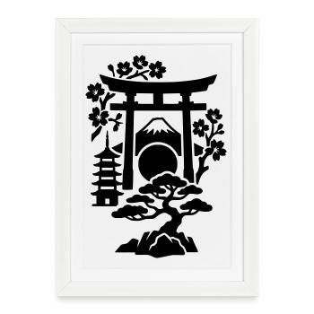 Silhouette du Japon - Affiche encadrée (27 × 37 cm) - blanc - Devant